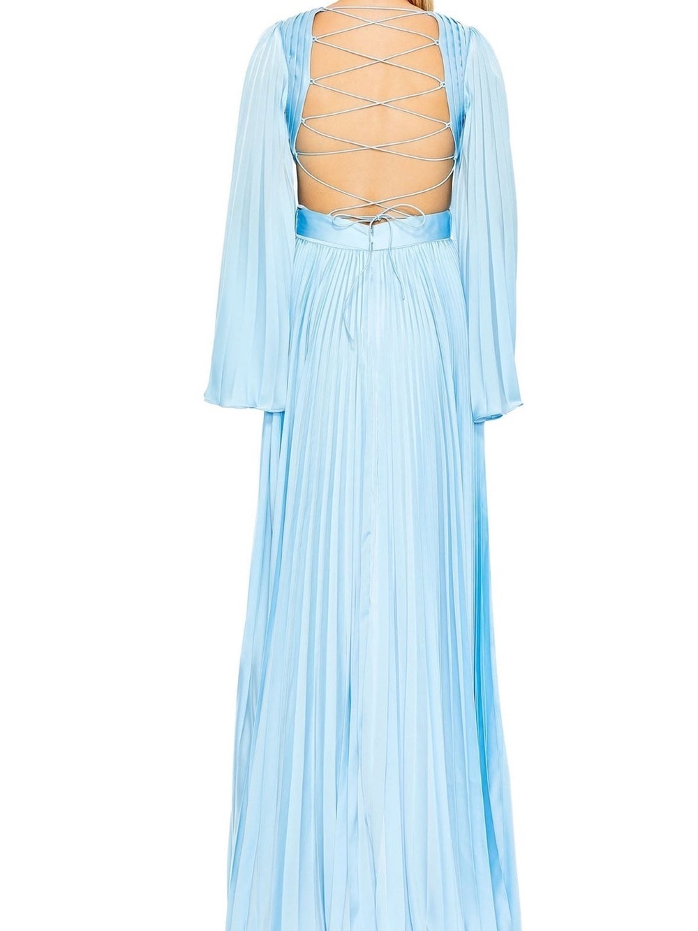 🦋$598 NWT Mac Duggal Ice Blue Pleated Satin Dress, Size 2🦋 - Picture 9 of 10